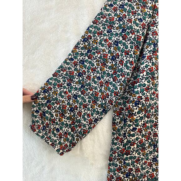 J. Crew Relaxed Ruffle Hem Dress L Fiery Sunset Floral - Picture 4 of 8